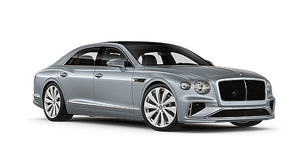 Bentley Porto New Bentley Flying Spur sedan front three quarter in Silverlake paint